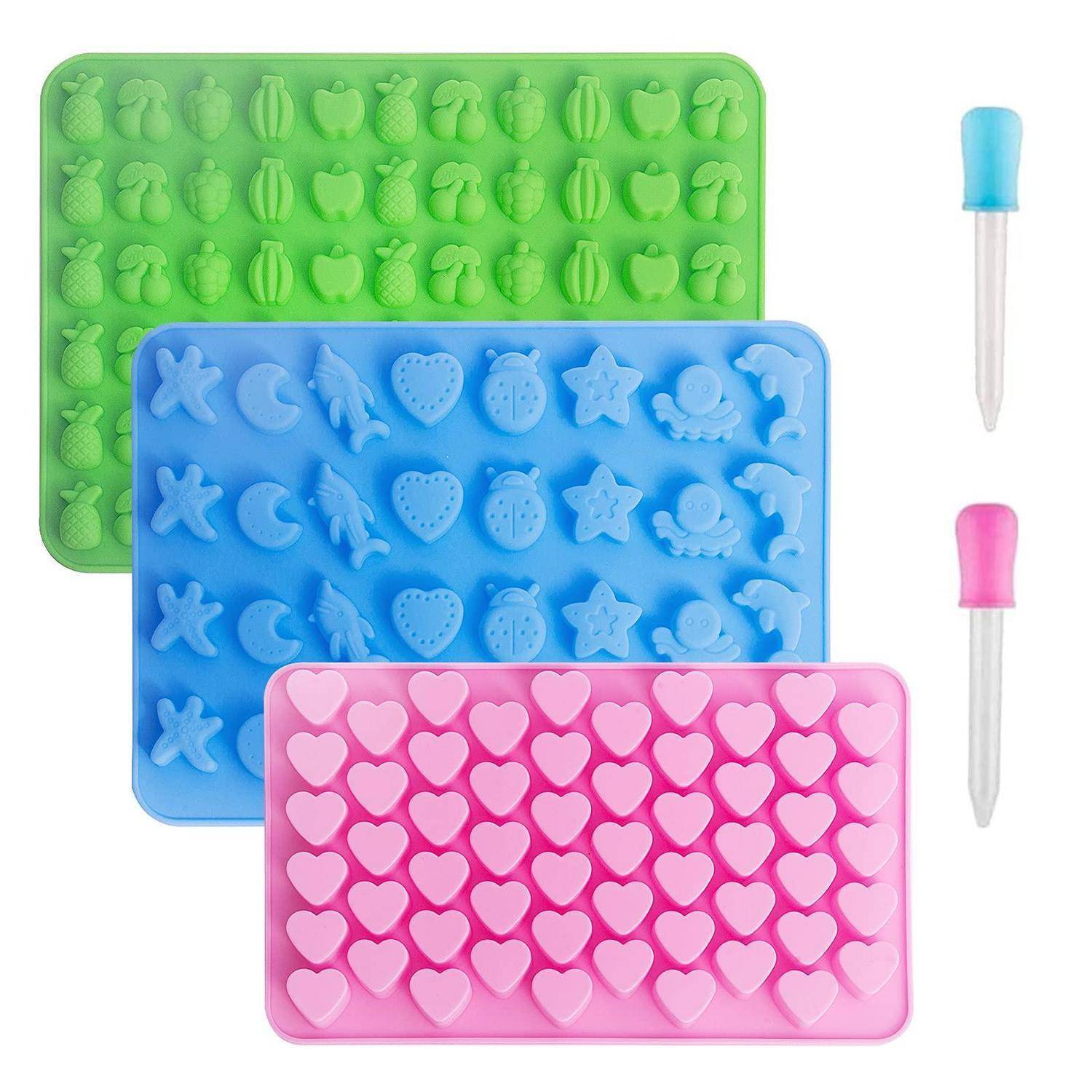 3er-Pack Mini-Silikonformen mit Tropfer für Süßigkeiten, Schokolade