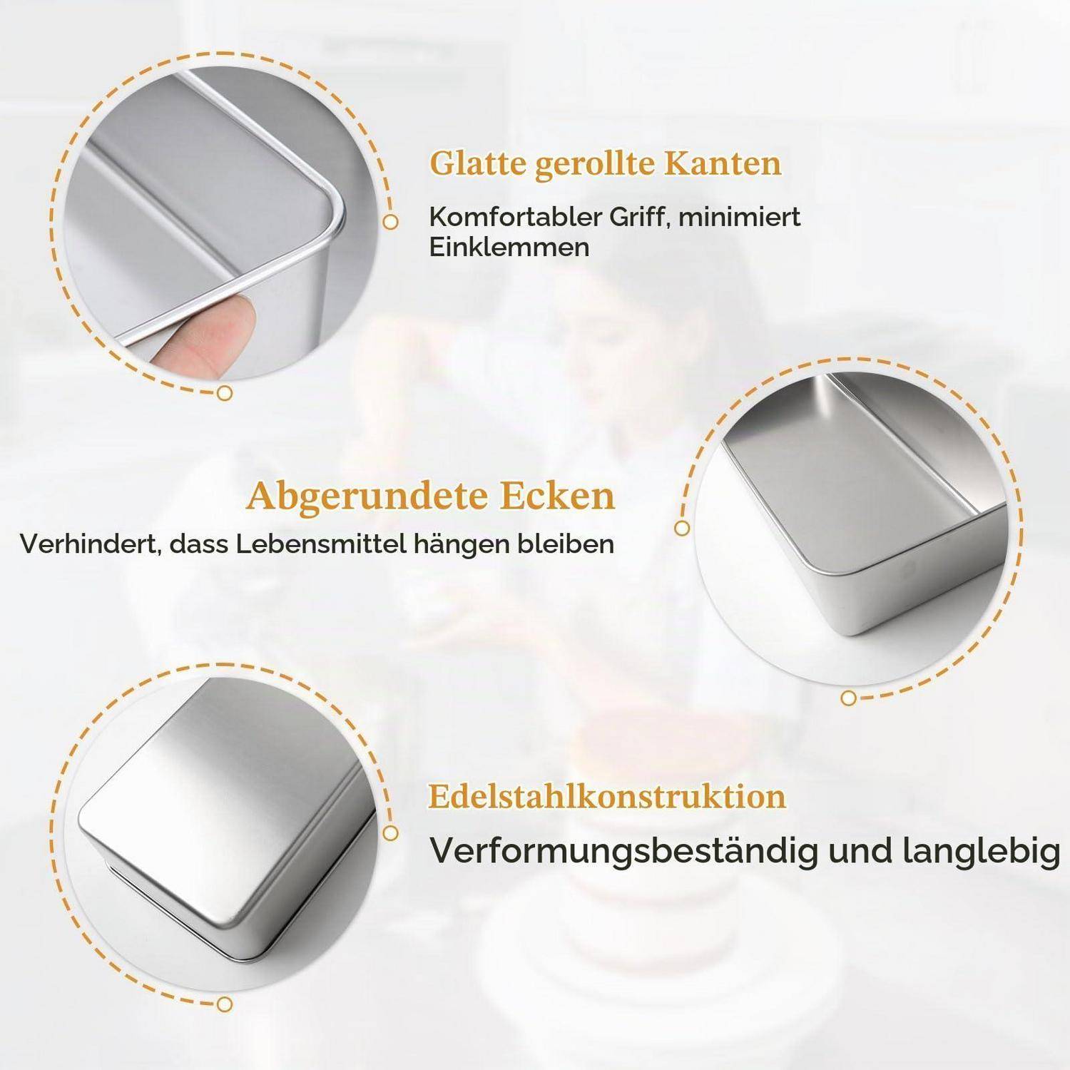 Backformen 4er Set Edelstahl rechteckig spülmaschinenfest