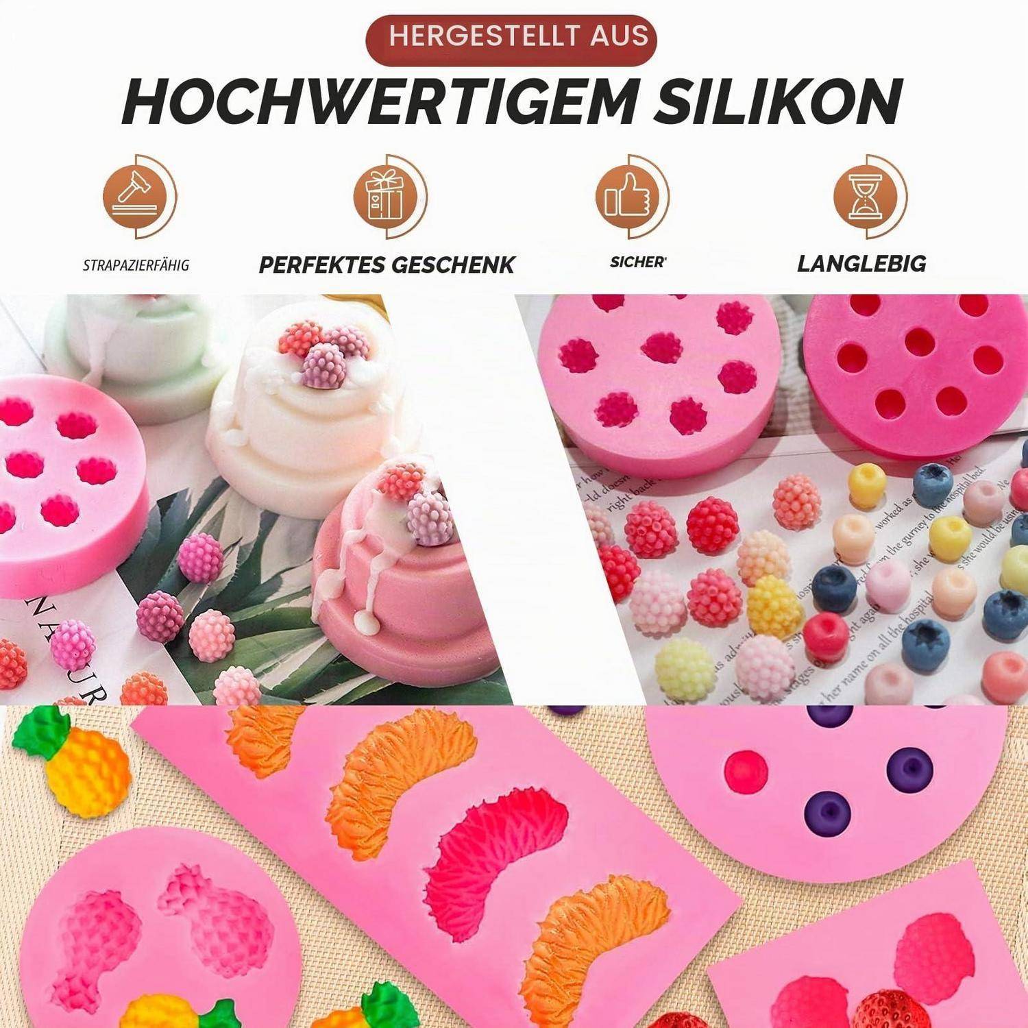 5-teiliges Silikonform-Set Frucht/Kugel/Gelee -30°C bis 230°C
