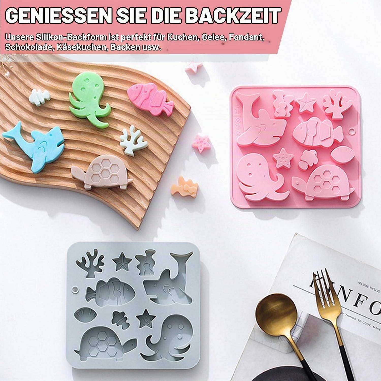 Silikonform Meereslebewesen 2 Stück 10 Löcher für Kuchen & Pralinen