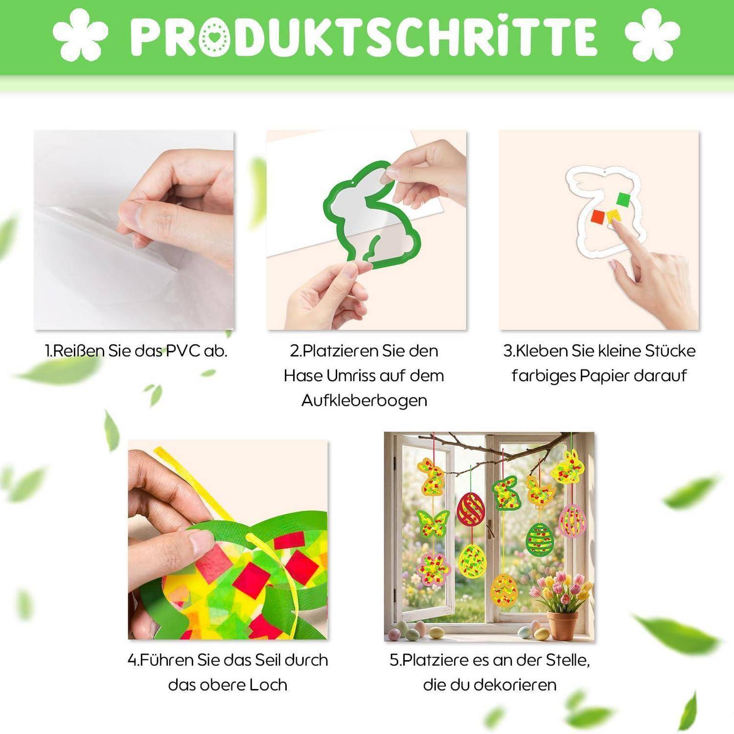 Bastelset Ostern 24 Fensterbilder Hängedeko Kinder ab 3 Jahre