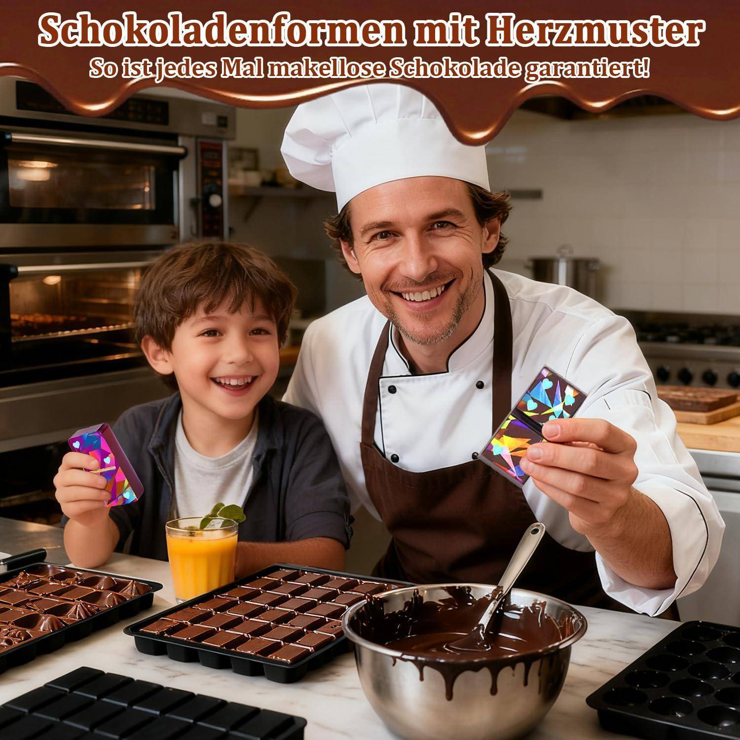 Silikonform Schokolade holografisch, 3D-Design, wiederverwendbar, schwarz