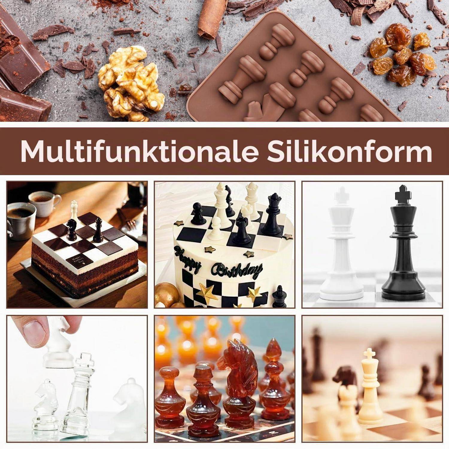 Schokoladenform Silikon Schach 2er Set 16 Hohlräume