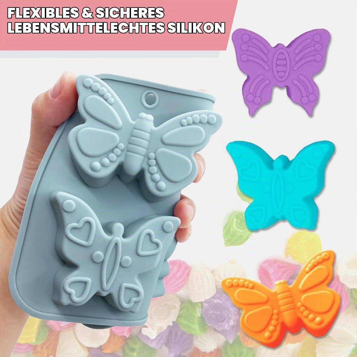 Silikonform Schmetterling 6 Mulden 2 Stück