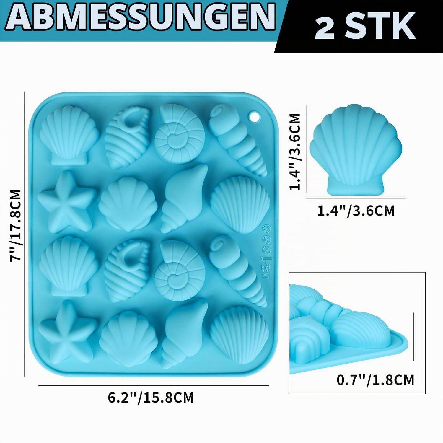 2 Stück Silikonform Muschel Seestern 3D Ozean Tiere