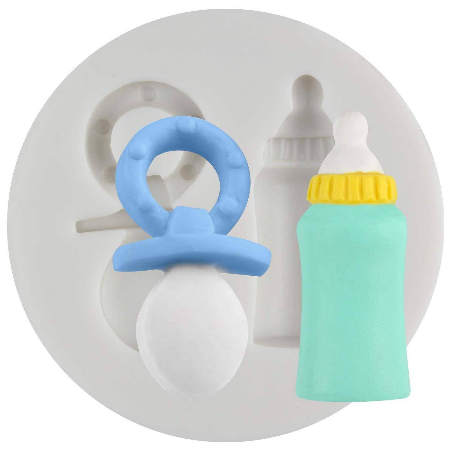 Silikonform Babyfläschchen Schnuller für Fondant Schokolade Kuchen Deko