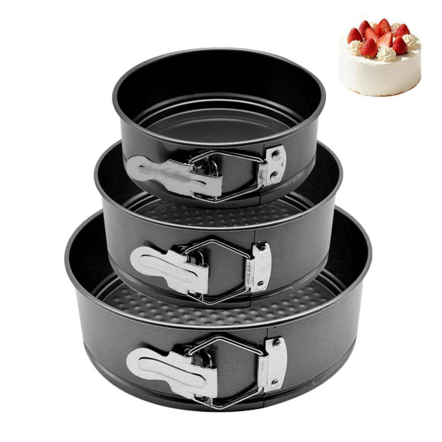 Springform Set 3-teilig 12/18/22 cm Dunkelgrau Antihaft Abnehmbarer Boden