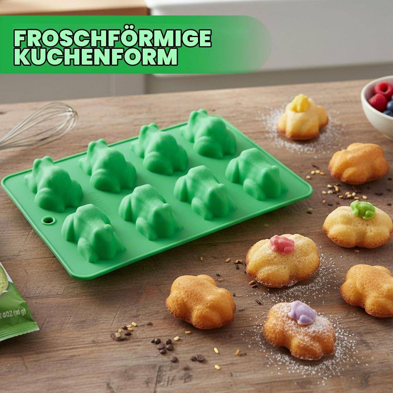 2er-Set Silikonform Frosch für Süßigkeiten, Eis, Schokolade