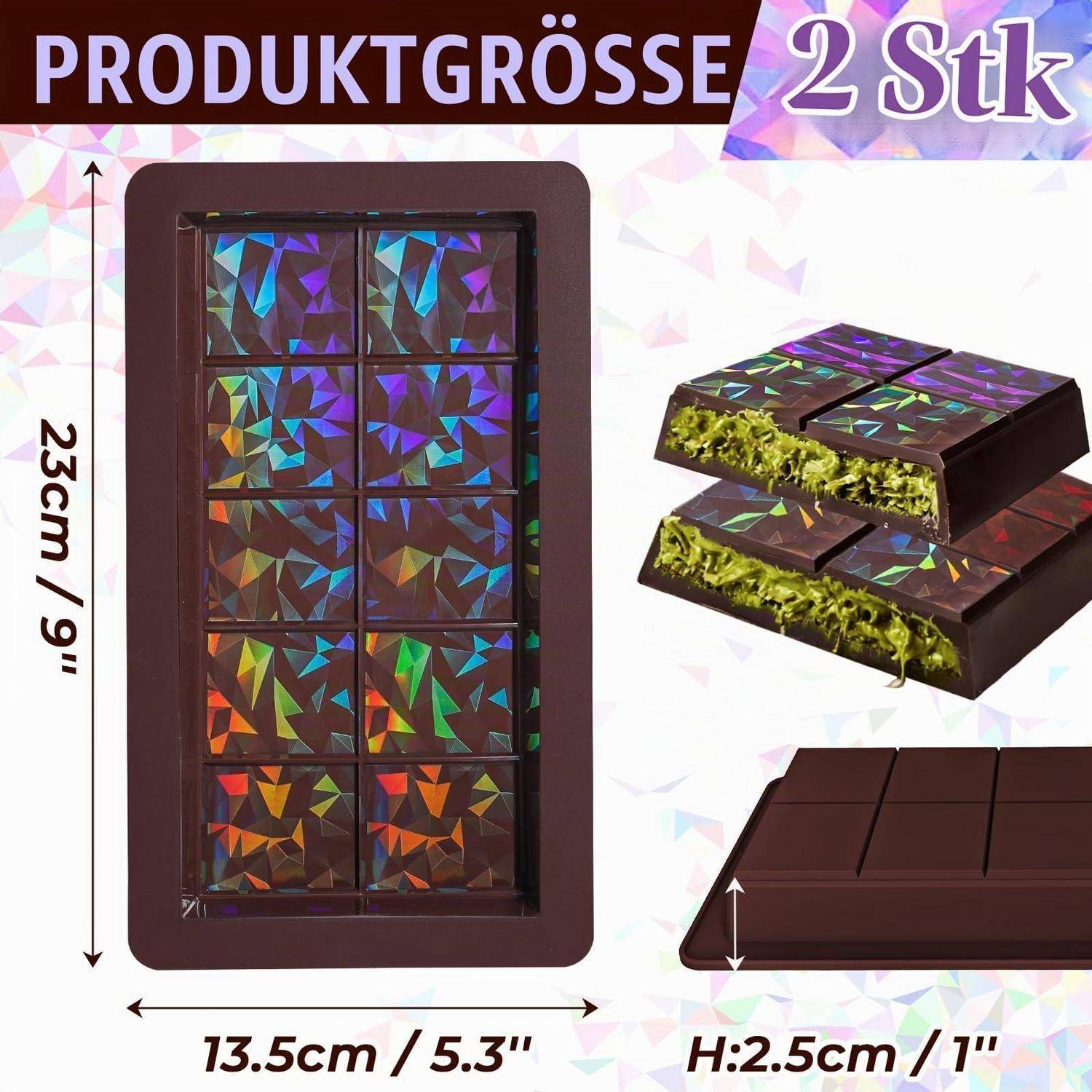 Silikon-Schokoladenform holografisch 2 Stück tief