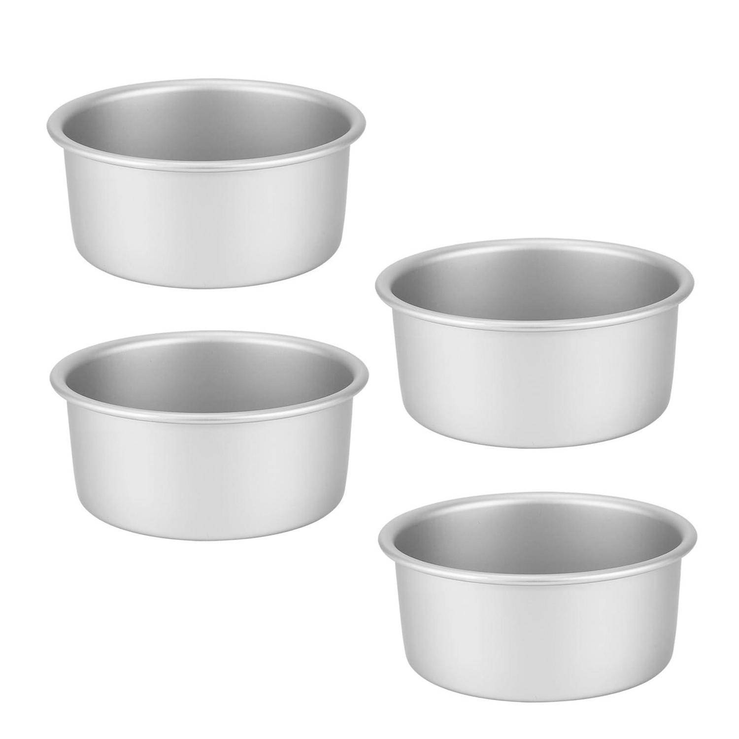 Runde Backform Set 4er, Ø 12,7 cm, Mini Kuchenform eloxiertes Aluminium