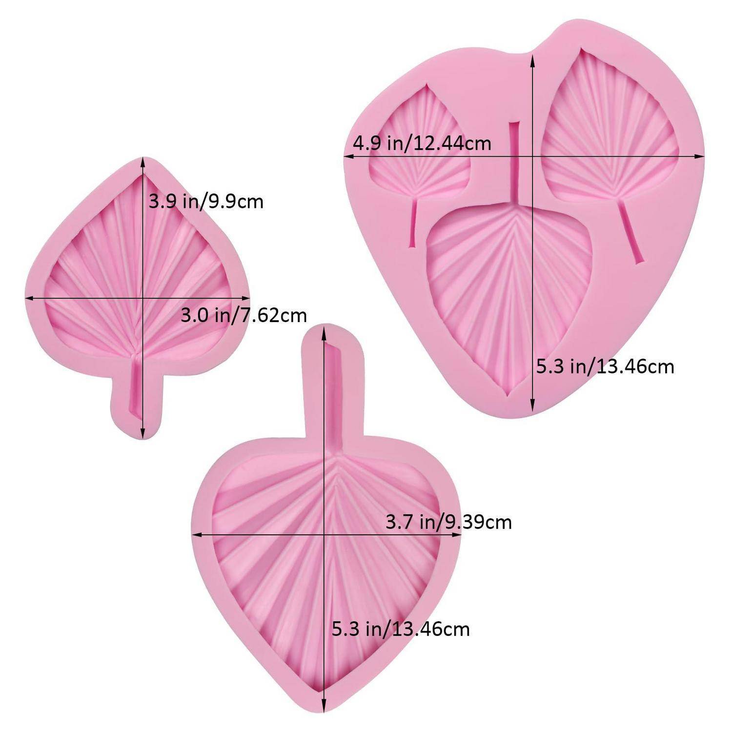 Silikonform Fächerblatt 3 Stück rosa