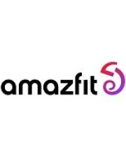 Amazfit-Logo mit schwarzem Wortmarke und rosa-violettem stilisiertem Symbol auf weißem Hintergrund.