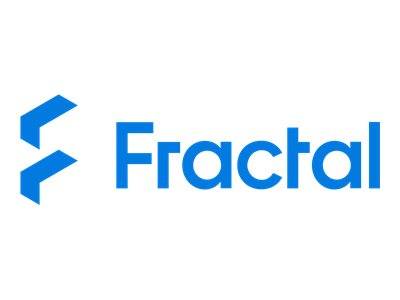 Blaues "Fractal""-Logo mit stilisiertem F-Symbol auf weißem Hintergrund.