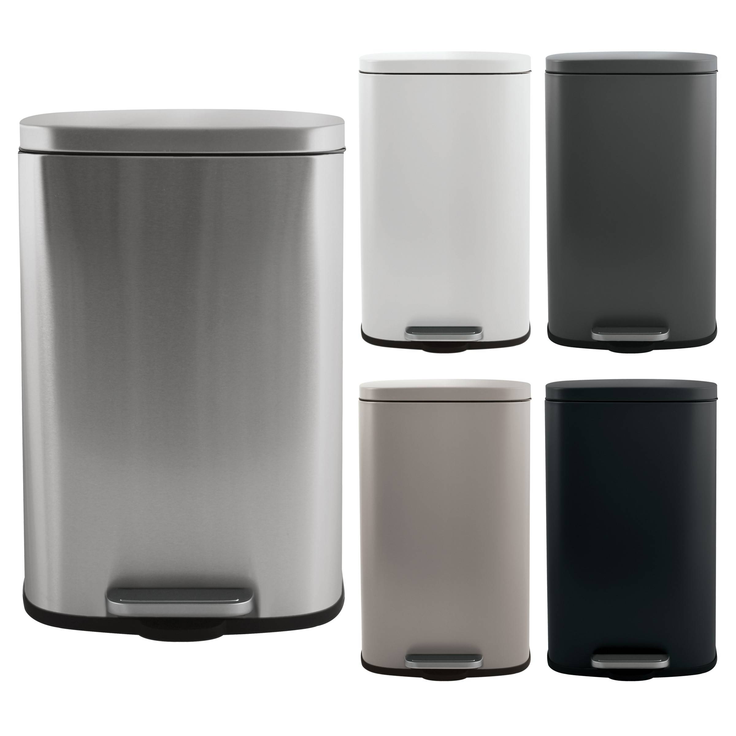 Spirella Abfalleimer 30 Liter Edelstahl mit Absenkautomatik und Inneneimer "Akira" Küche Mülleimer Softclose Abfalleimer silber matt