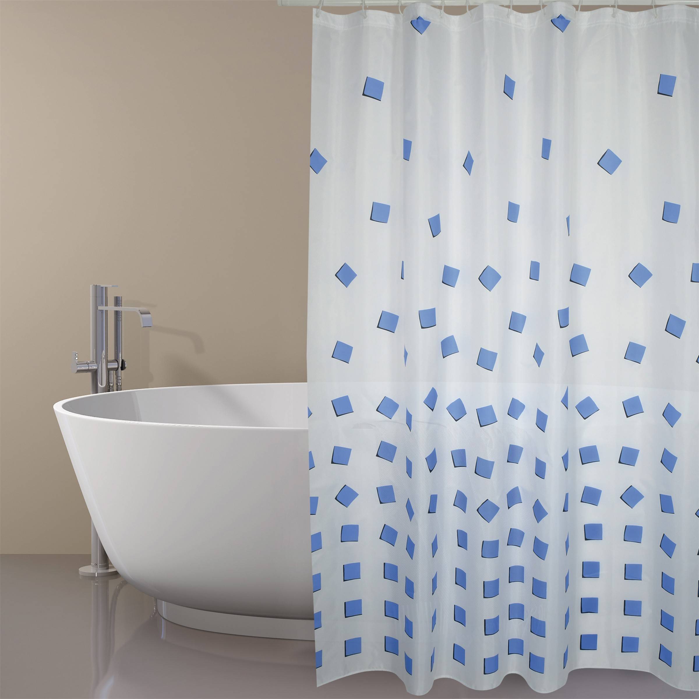Cotexsa by MSV Premium Anti-Schimmel Textil Duschvorhang - Anti-Bakteriell, waschbar, 100% wasserdicht, mit 12 Duschvorhangringen - Polyester, „Thik