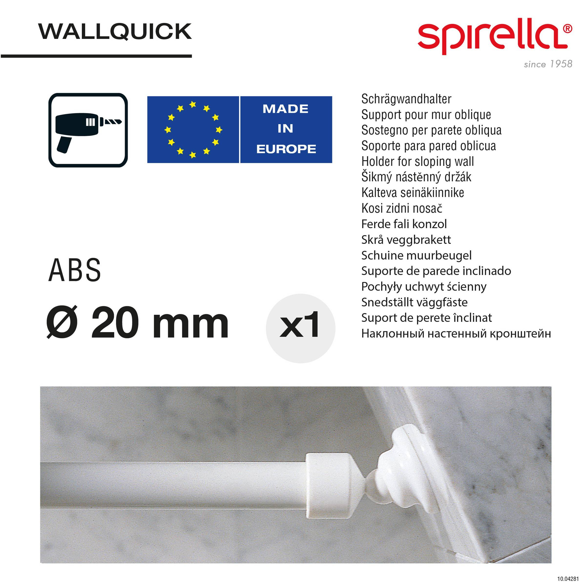 Spirella Schrägwandadapter Schrägwandhalter für Duschvorhangstangen mit Ø 20 mm Made in Germany