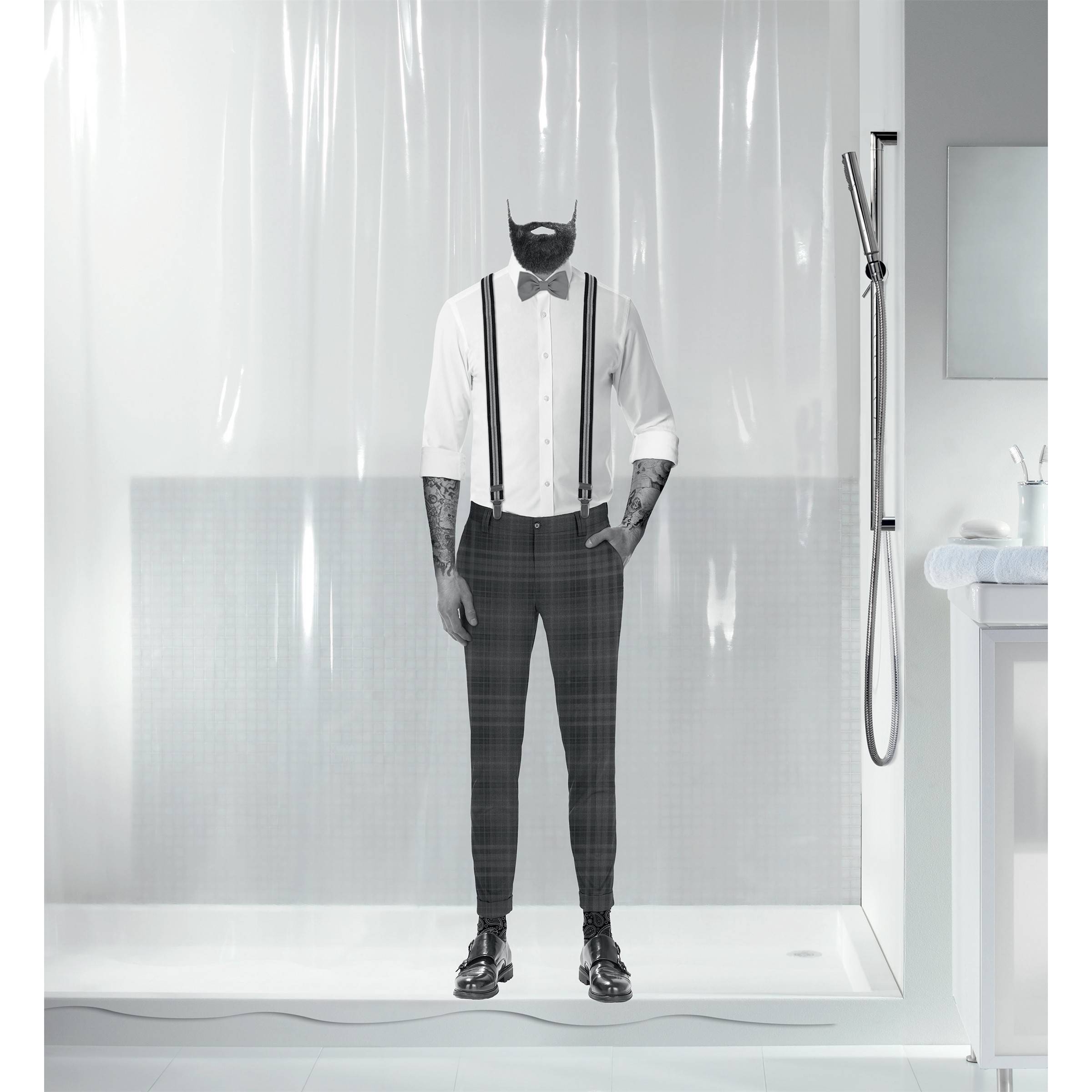 Spirella Anti-Schimmel Duschvorhang "Dandy" Anti-Bakteriell, waschbar, wasserdicht PEVA 180x200cm durchsichtig