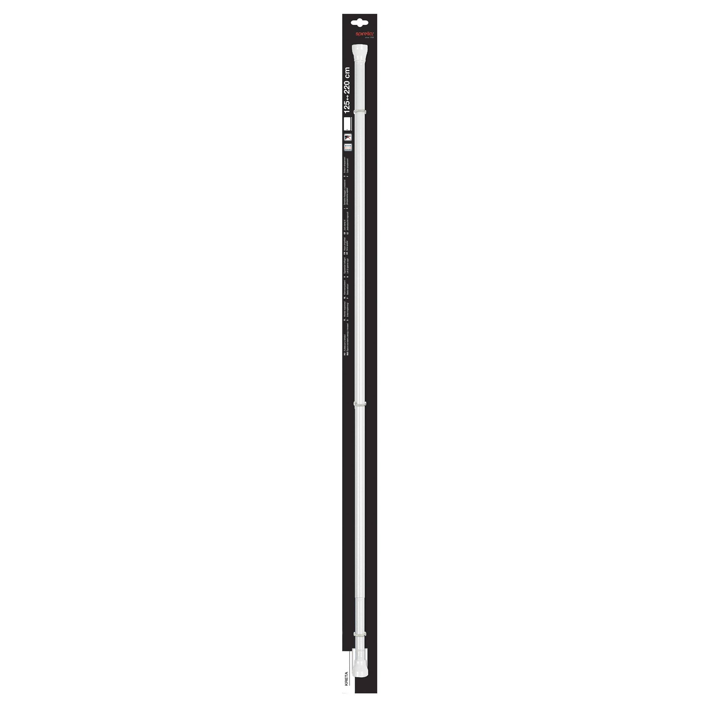 Spirella Teleskop Duschstange Duschvorhangstange Kreta, Teleskopstange kratzfest Verstellbereich 75 - 125 cm Ø 21mm Aluminium weiß