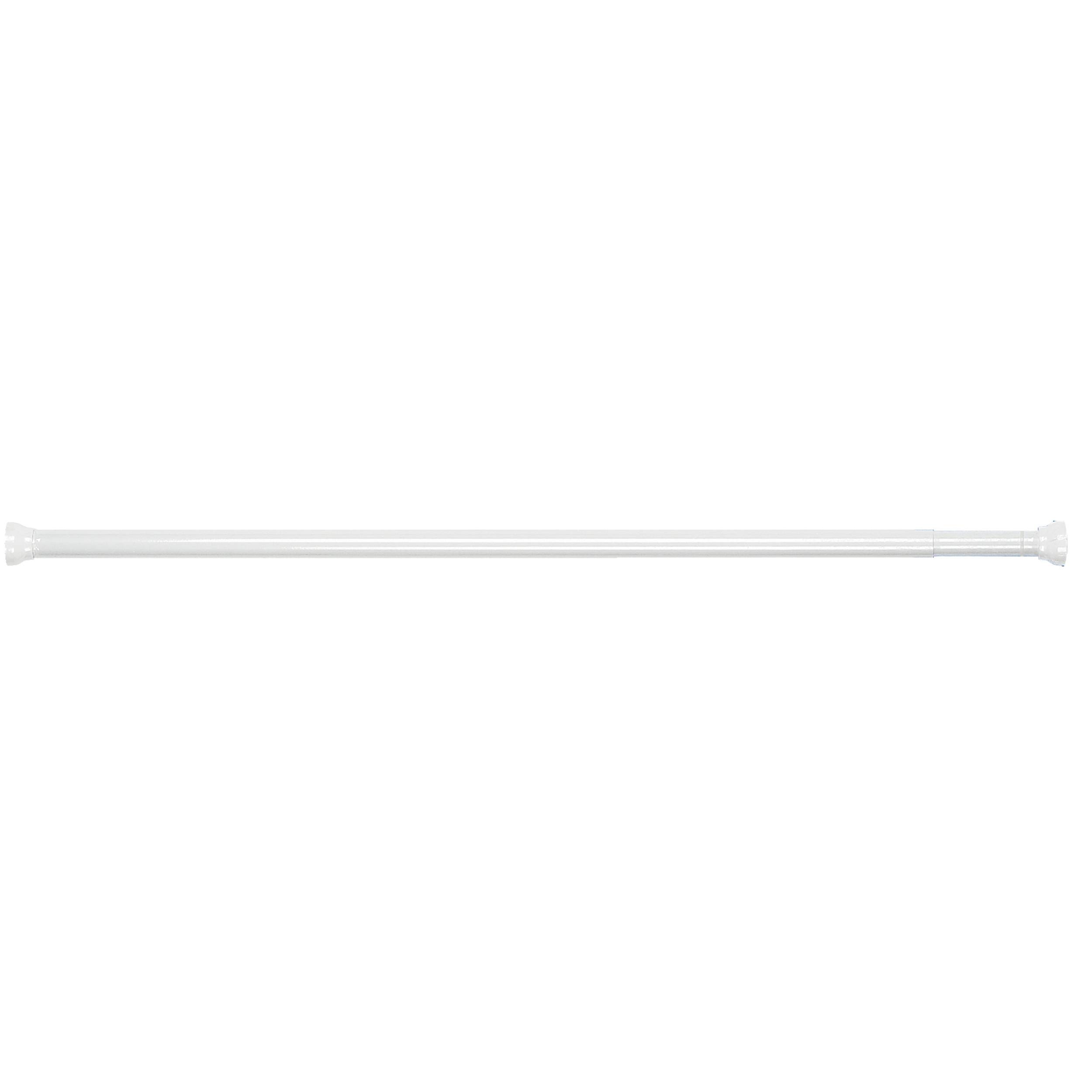 Ein langer, dünner weißer ausziehbarer Stab oder eine ausziehbare Stange, horizontal auf einem einfachen weißen Hintergrund dargestellt.