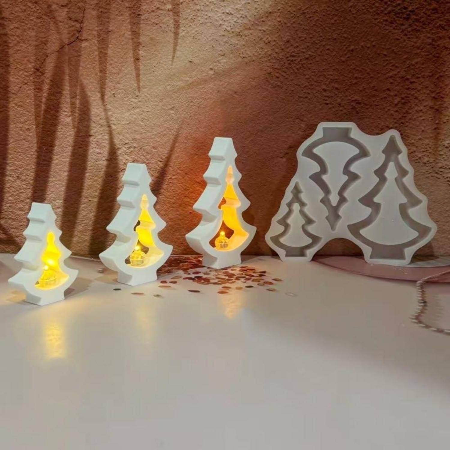 Silikonformen Gießformen Weihnachten 3 Stück Tannenbaum Gips Kerzen Epoxidharz
