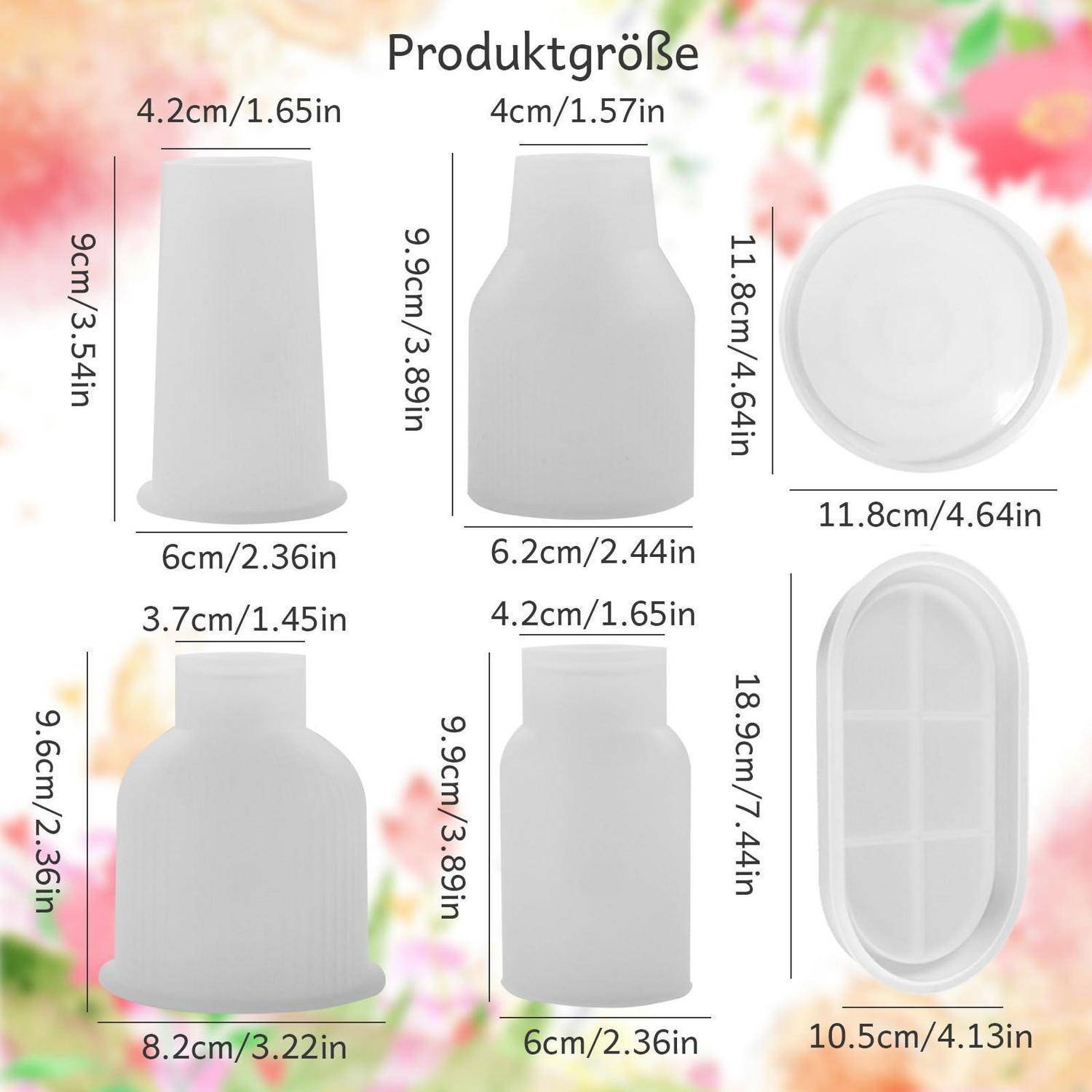 6tlg Silikonform Set für Harzvasen und Blumentöpfe