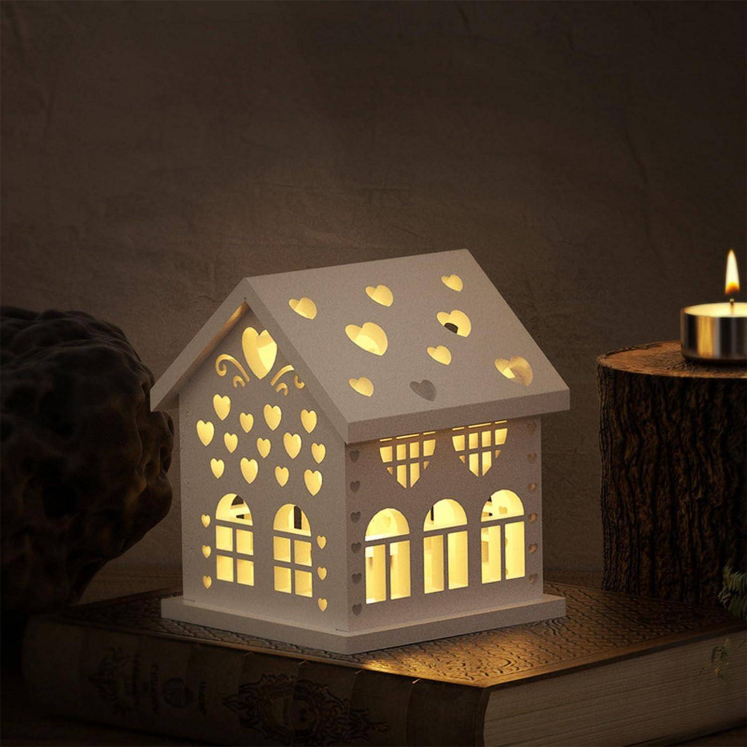 Silikonform Gießform Haus Kerzenhalter 3D Weihnachten Stil D