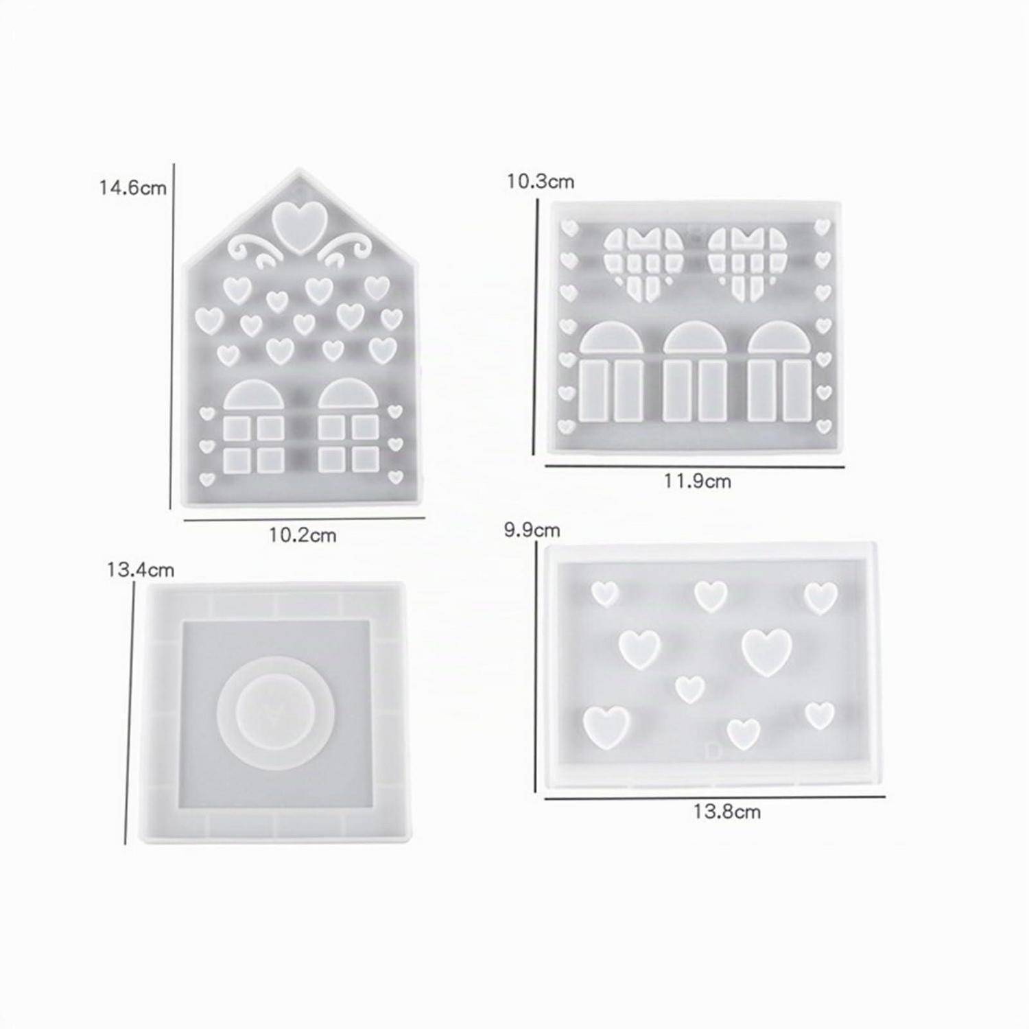 Silikonform Gießform Haus Kerzenhalter 3D Weihnachten Stil D