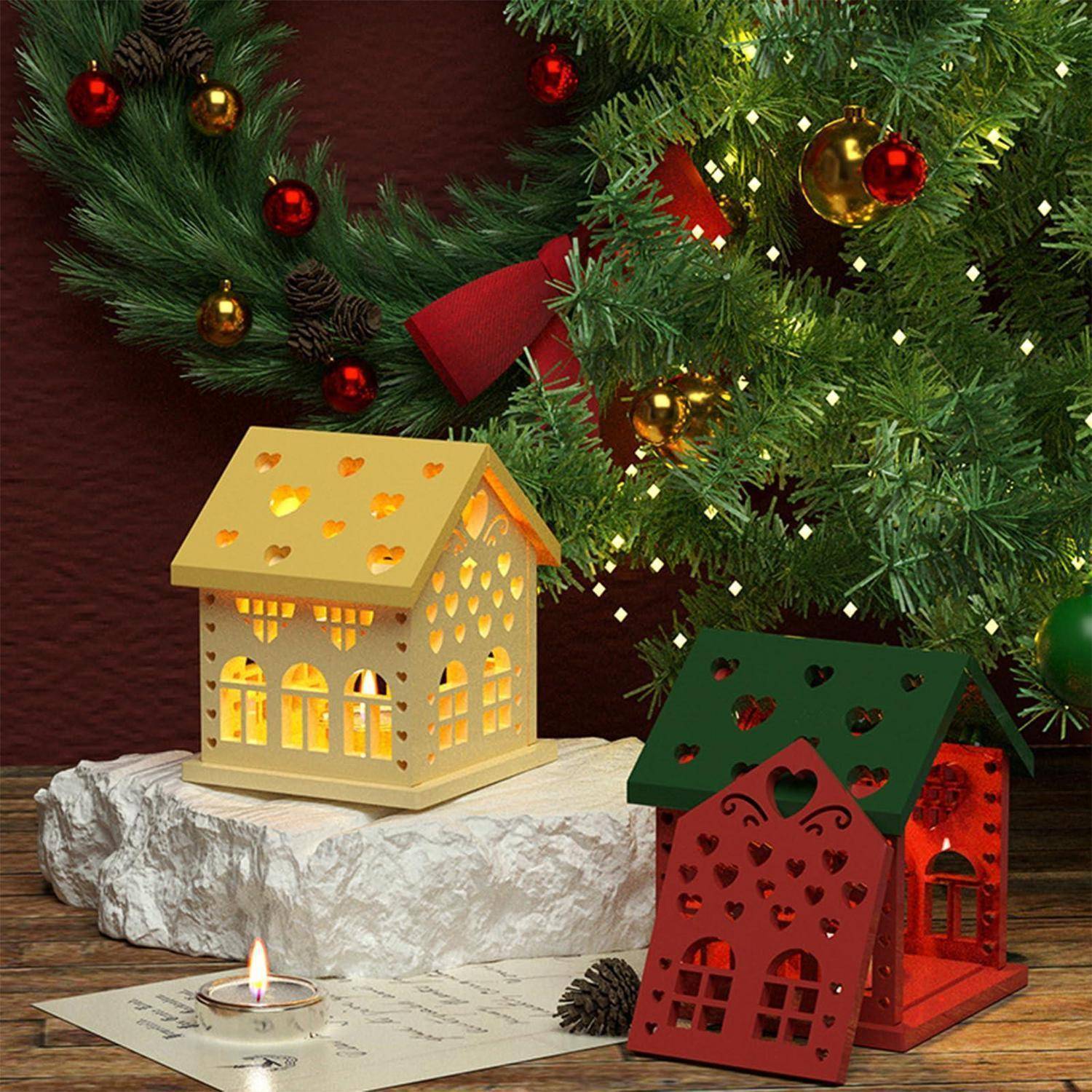 Silikonform Gießform Haus Kerzenhalter 3D Weihnachten Stil D
