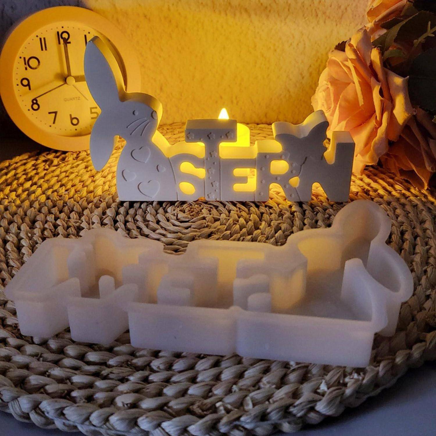 Silikon Gießform Ostern Hase 3D für Gips, Epoxidharz & Seife