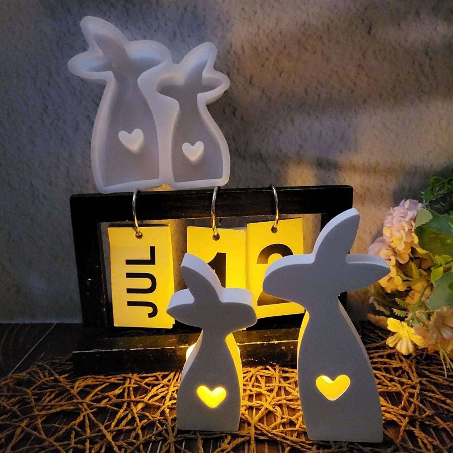 Silikonform Hase 2 Stück Gießform Osterhase Kerzenherstellung