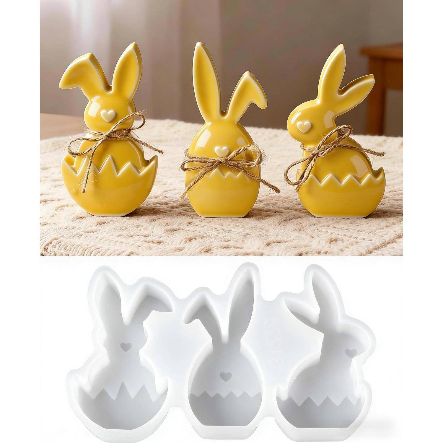 3 Stück Silikonform Ostern Hase Gießform für Gips Wachs Epoxidharz