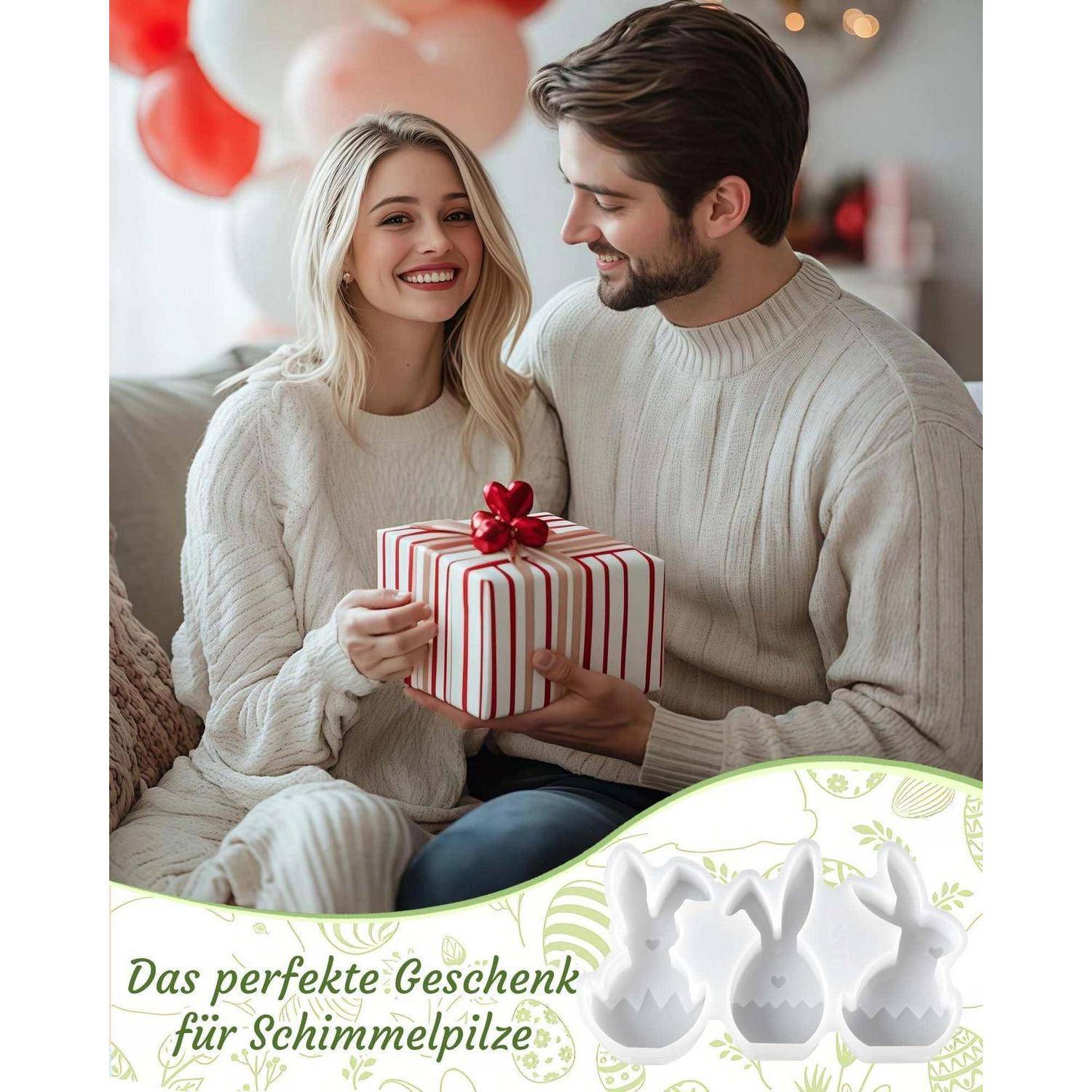 3 Stück Silikonform Ostern Hase Gießform für Gips Wachs Epoxidharz