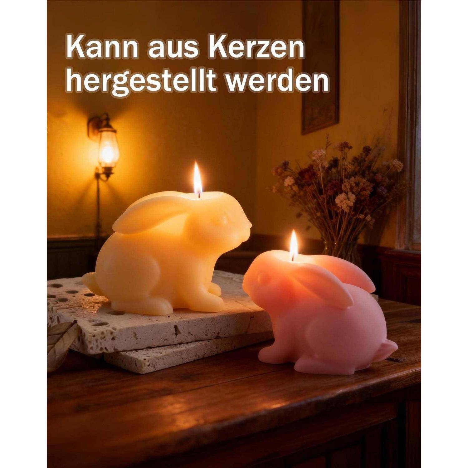 2 Stück 3D Hasen Silikonform Gießform Ostern Gips Wachs Seife Harz