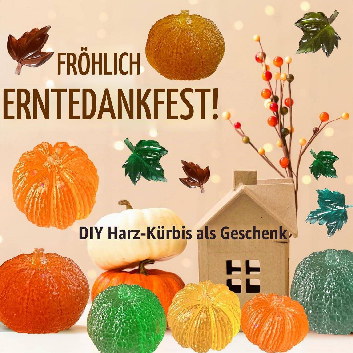 Silikonform Kürbis 4-teilig Gießform Herbst Kerzenform DIY