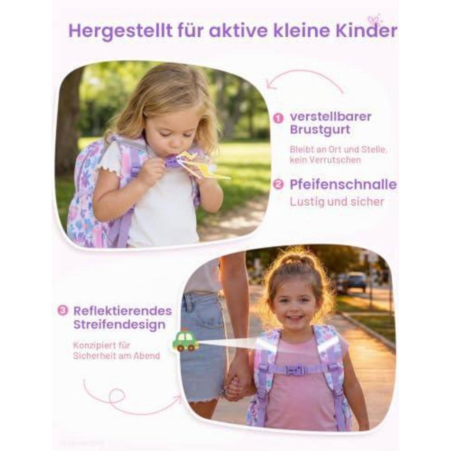 VASCHY Kinderrucksack 12 Zoll Pastellblumen wasserabweisend mit Brustgurt