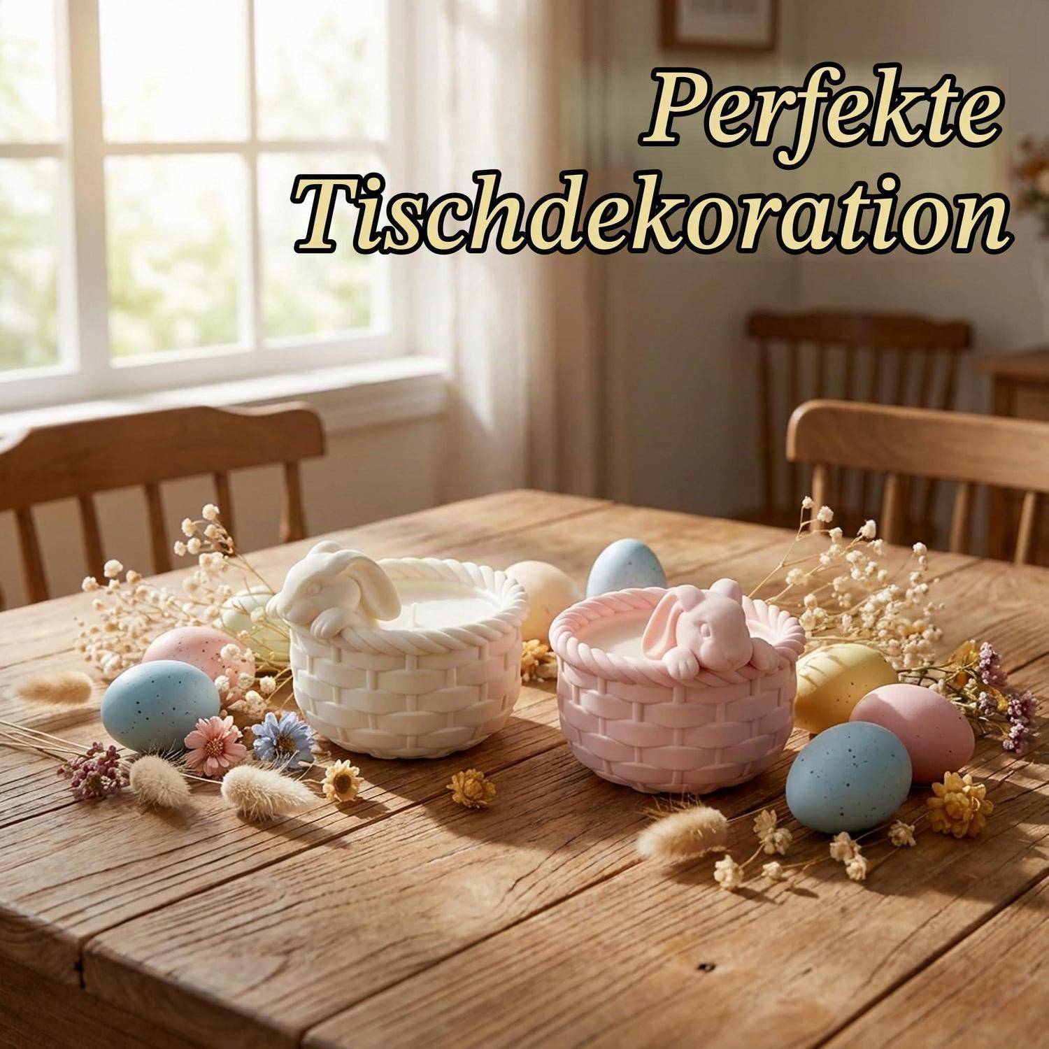 Silikonform Gießform Hase Korb Teelichthalter Kerzenhalter Ostern