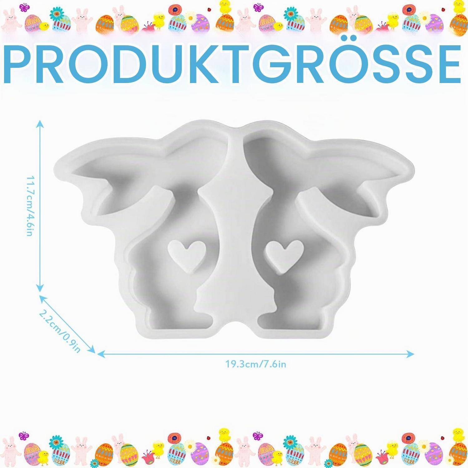 2 Stück Silikonform Hase mit Herz für Osterdeko