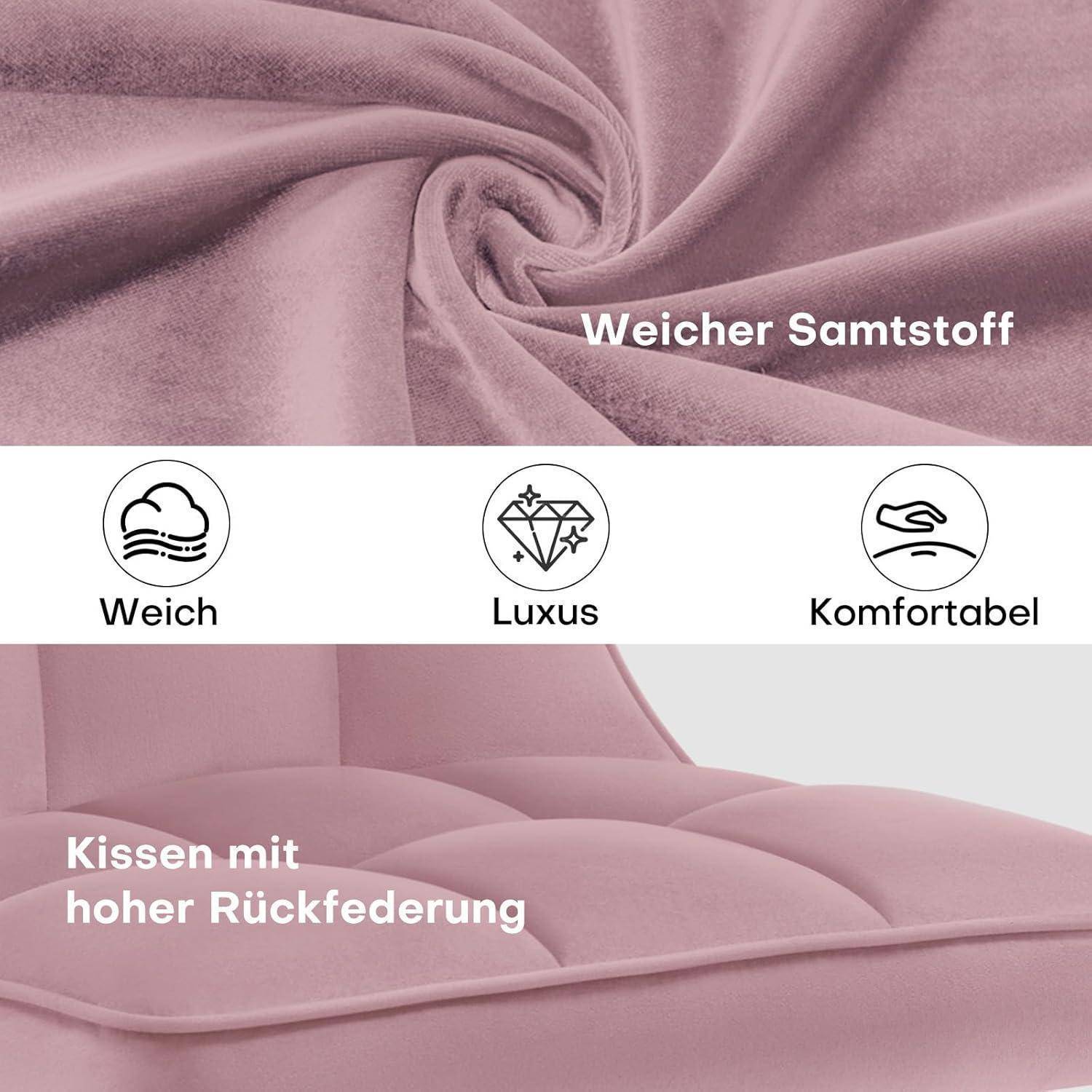 Rosafarbener Samtstoff für Kissen mit Text „Weicher Samtstoff