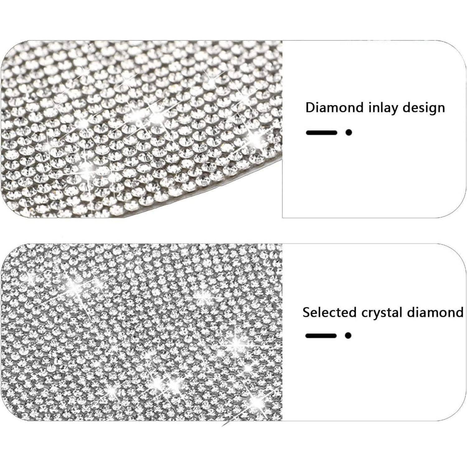Zwei nebeneinander angeordnete Muster mit dichten kristallähnlichen Diamanteinlage-Mustern, beschriftet mit „Diamanteinlage-Design" und „Ausgewählter Kristalldiamantt"".