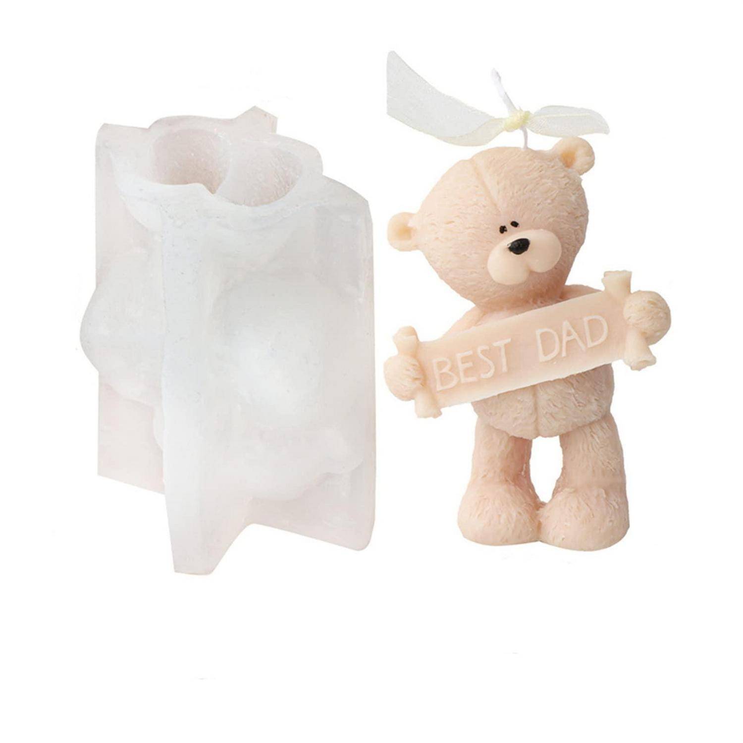 Niedlicher Teddybär, der ein Schild mit der Aufschrift „BESTER PAPA
