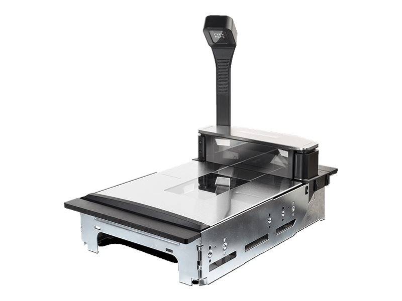 Tragbarer Dokumentenscanner mit angehobenem vertikalem Kameraarm und flacher Scanfläche, gezeigt auf weißem Hintergrund.