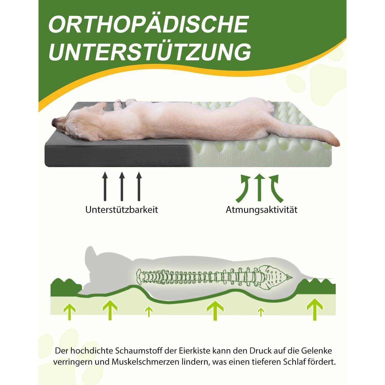 Orthopädisches Hundebett Grau L 119x73x9cm in Lederoptik