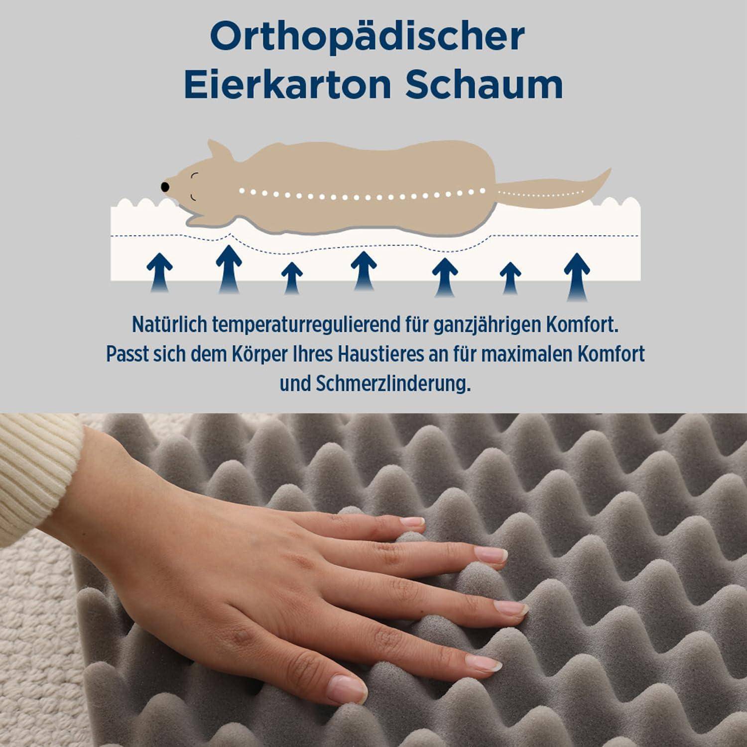 Hundebett orthopädisch XXL 130x90cm Beige mit Eierkartonschaum