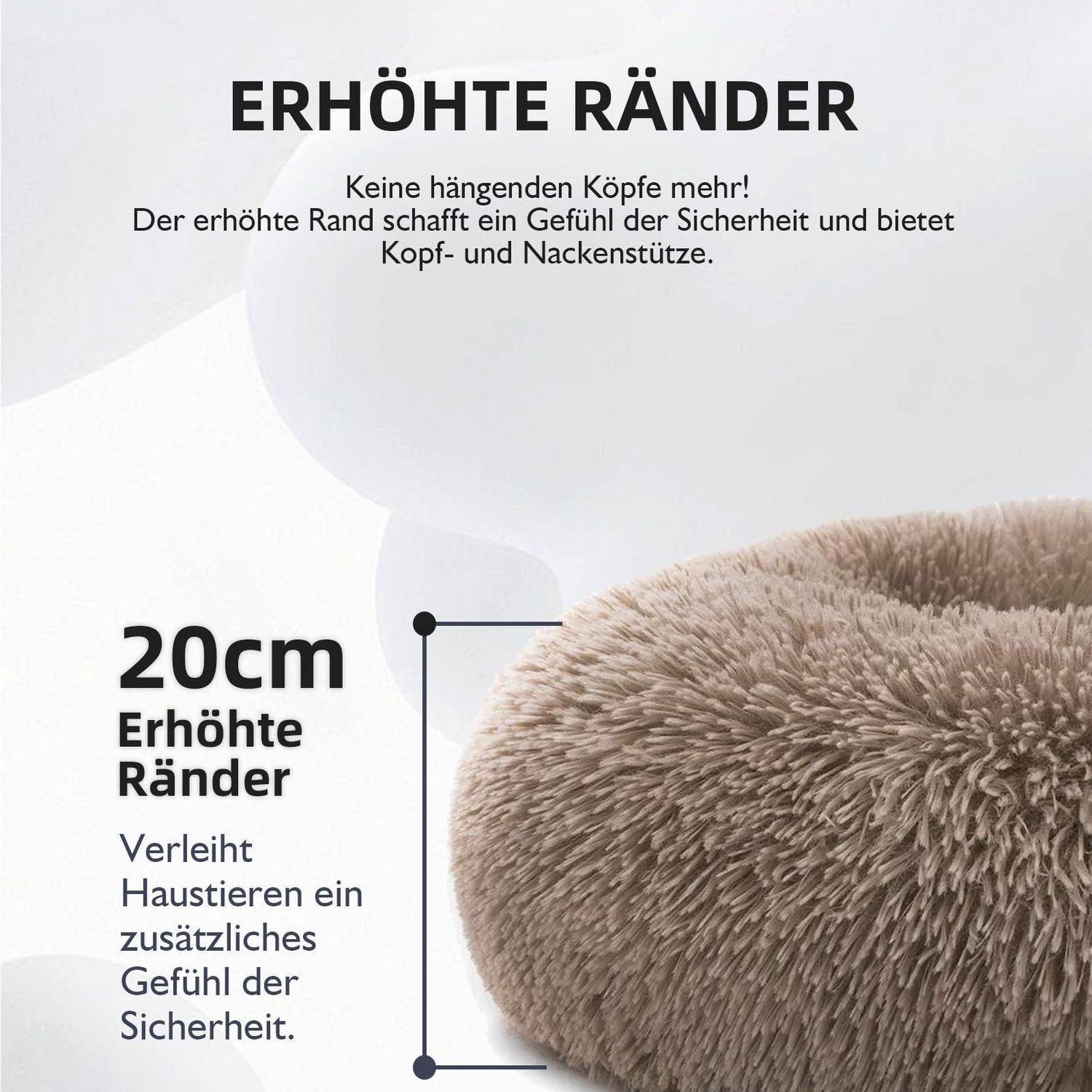 Hundebett rund 70cm Coffee Plüsch waschbar rutschfest