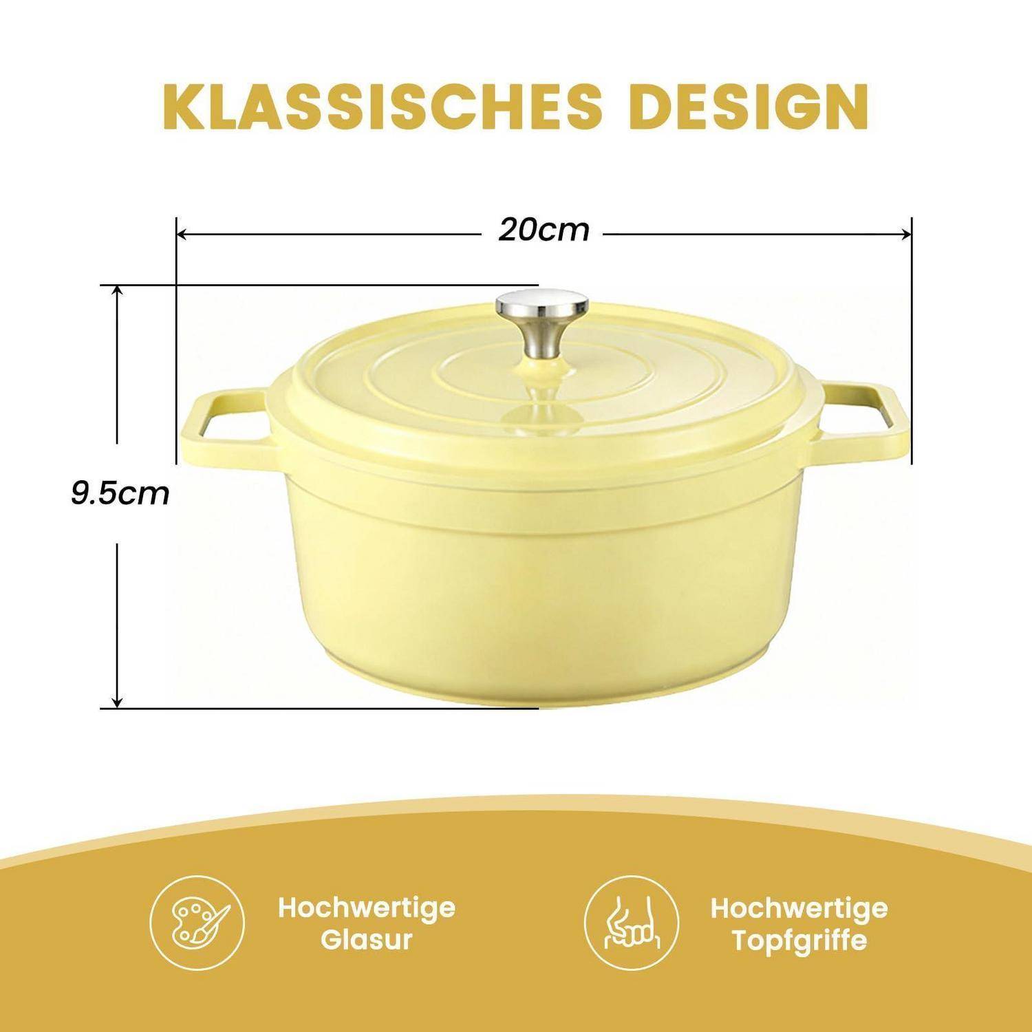 Emaille Brotbacktopf Schmortopf 2.75L Gelb