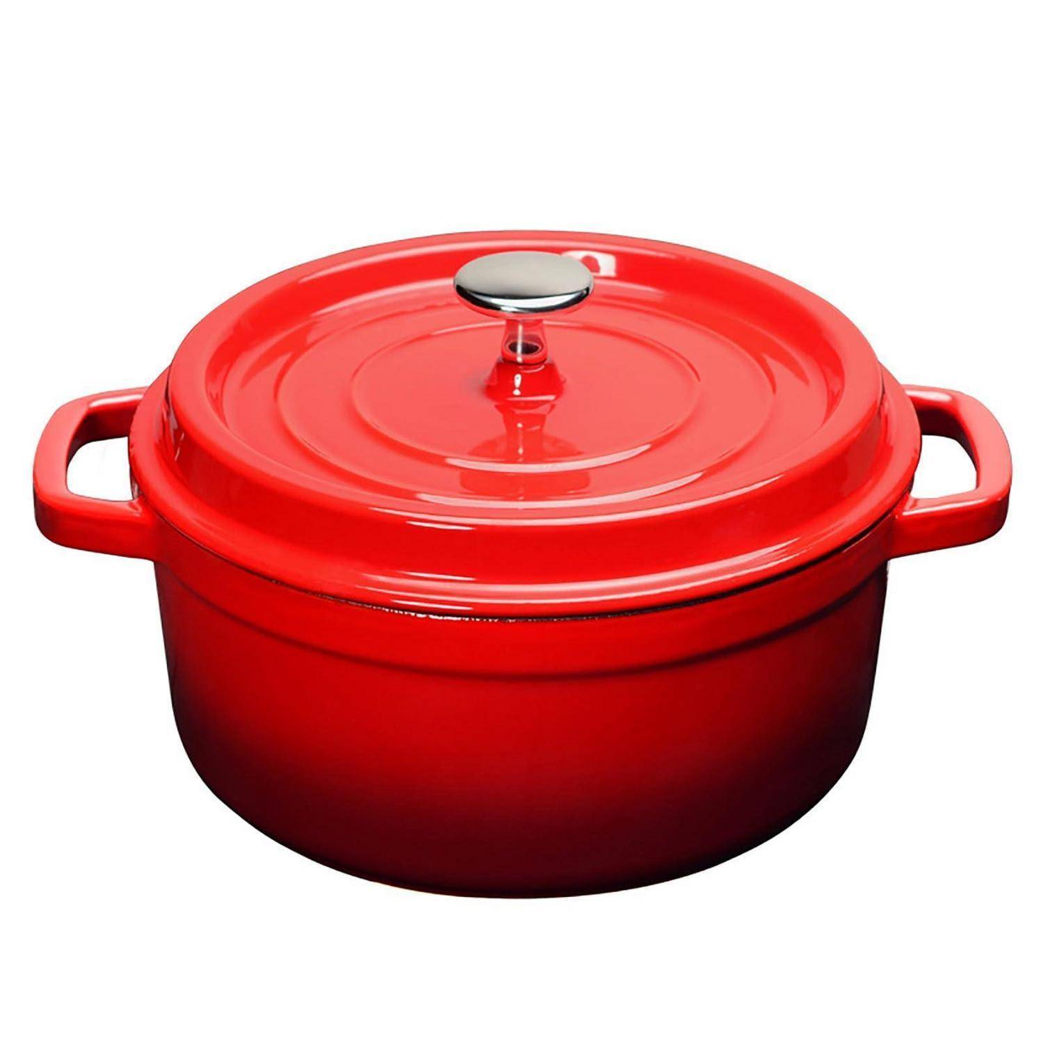 Emaille Brotbacktopf Schmortopf 2,75L Rot mit Deckel