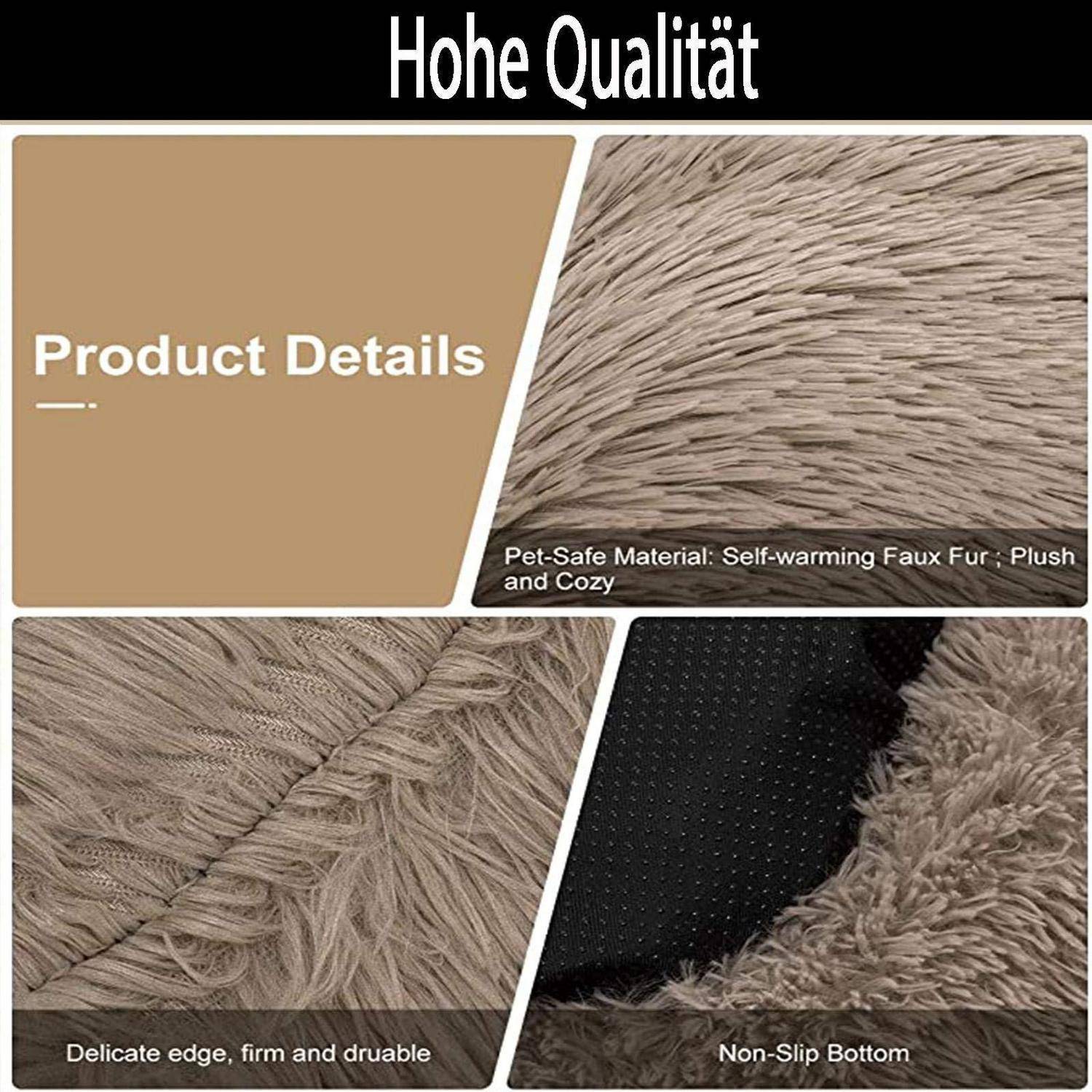 XXL Hundebett Orthopädisch Waschbar Rund Haustierbett Memory Foam Braun