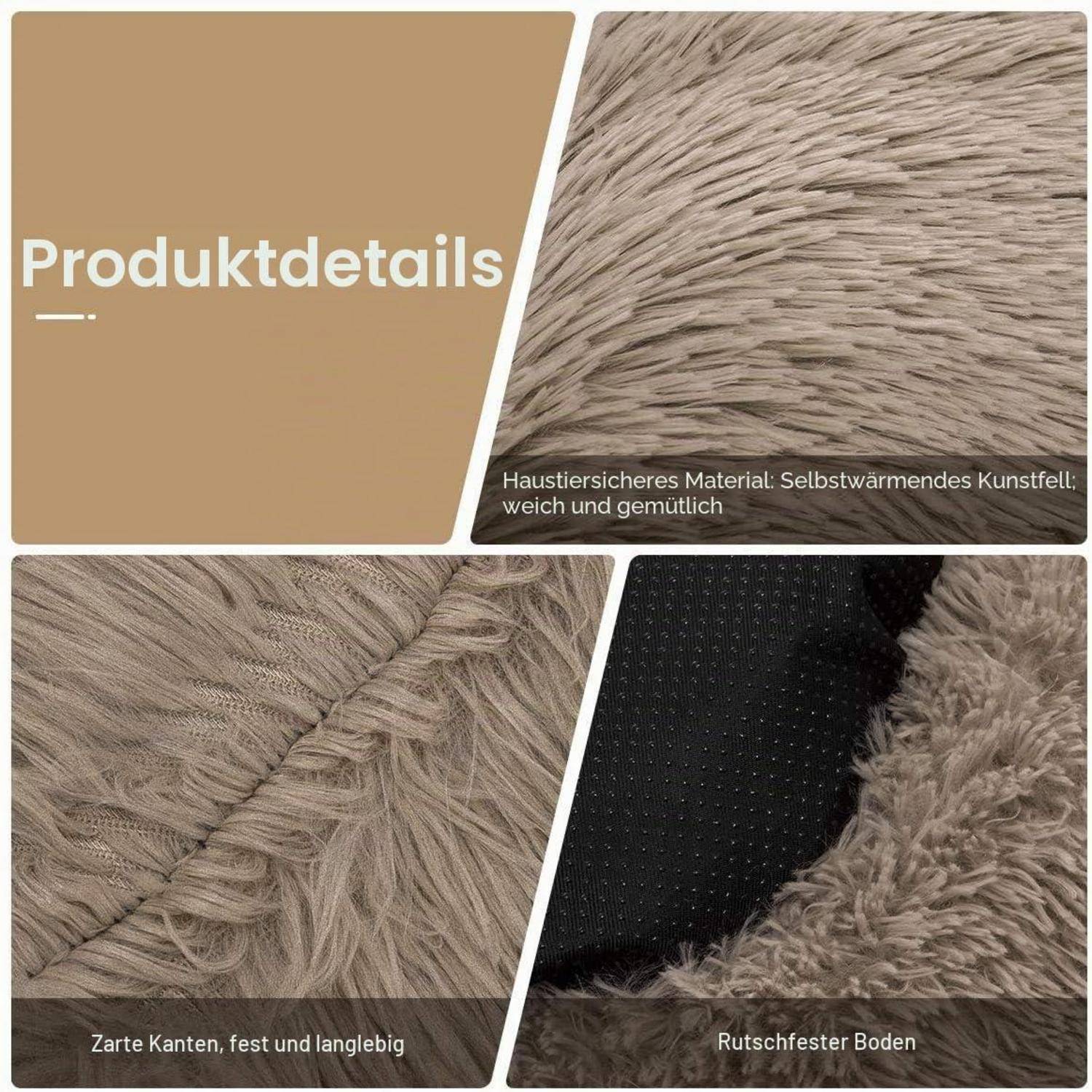 Hundebett Donut 80x80cm Hellbraun abnehmbar waschbar rutschfest