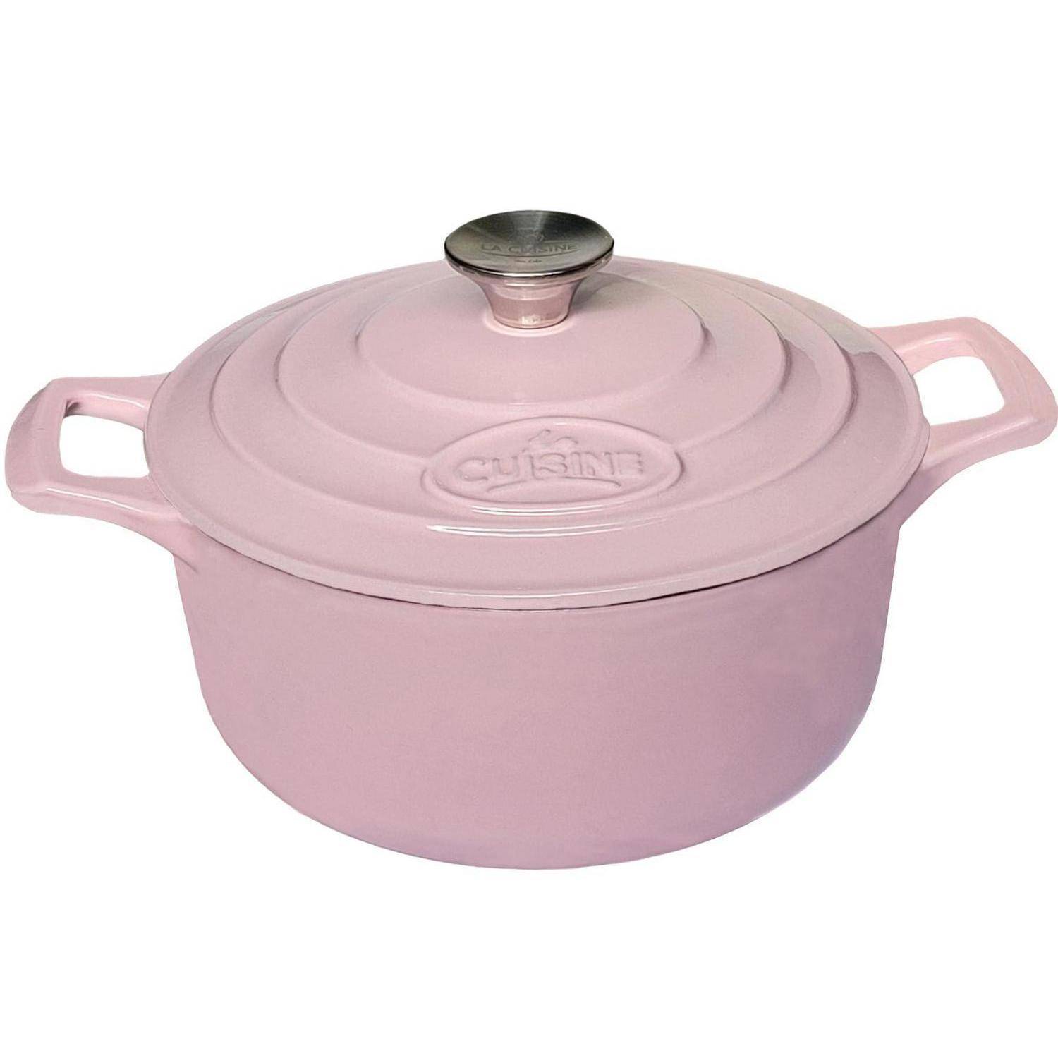 La Cuisine Schmortopf Gusseisen 24cm Rosa Induktion geeignet
