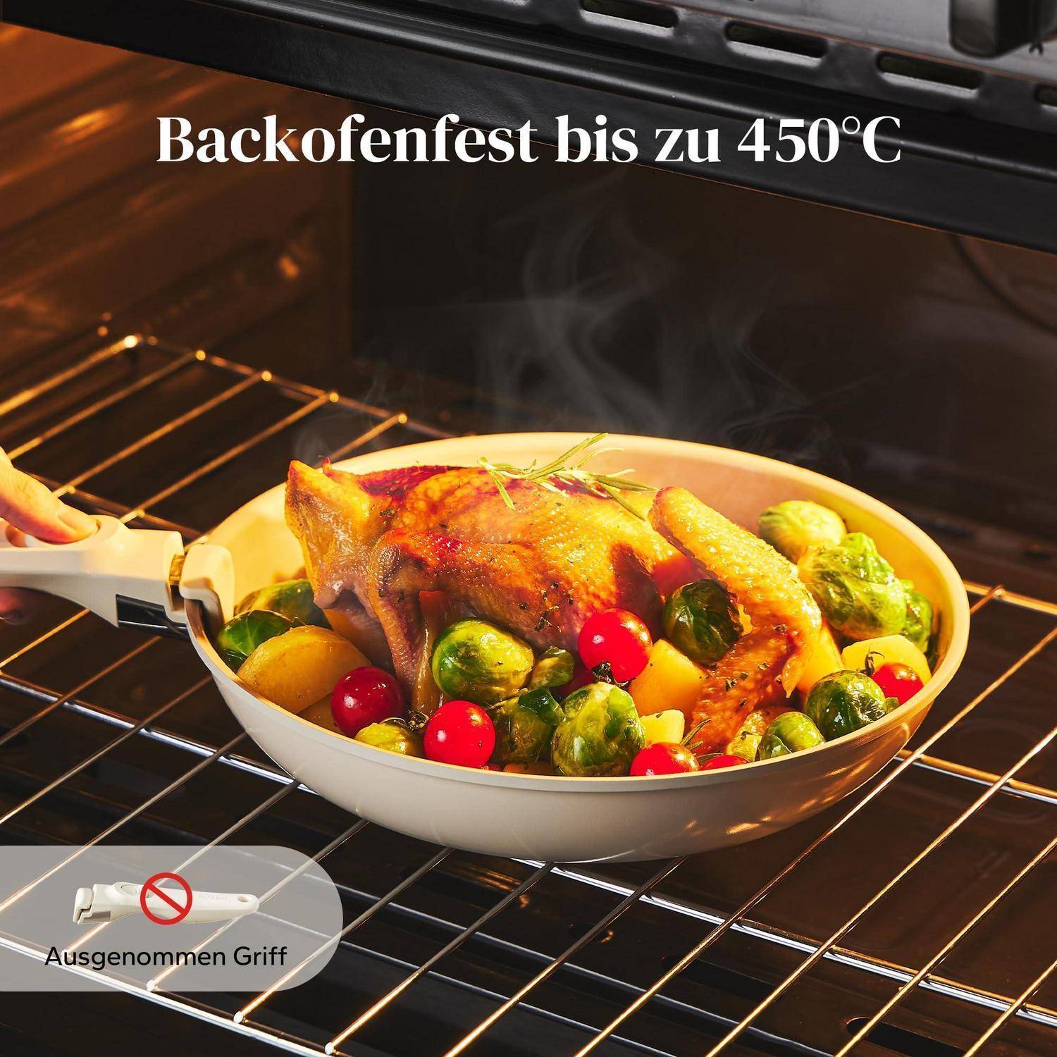 Redchef Pfannenset 6-teilig Induktion Keramik abnehmbarer Griff Beige